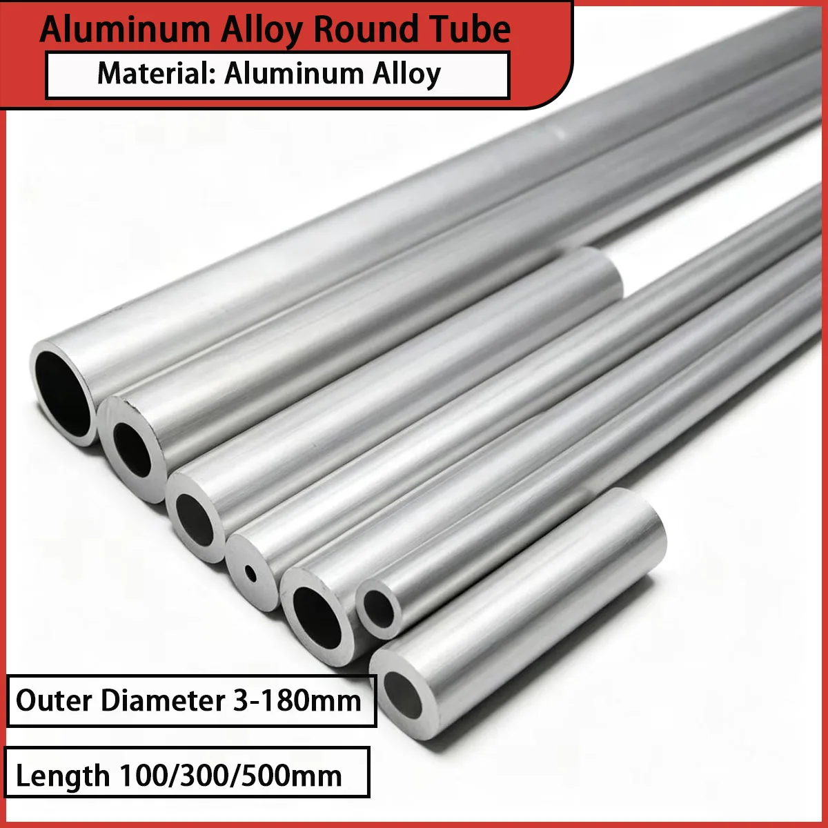 Aluminum alloy round tube with an outer diameter of 3-180mm, suitable for fluid transportation, precision instruments, etc