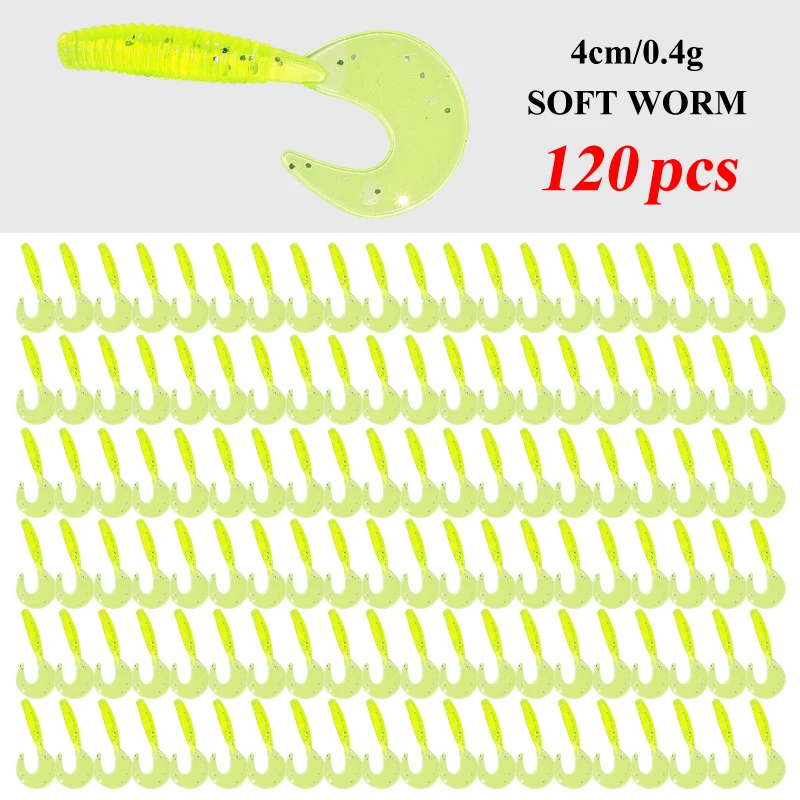 120 Stücke Neue Weiche Köder 4cm 0,4g Angelköder Kunststoff Silikon Wurm Moggot Grub Köder Salzwasser Wobbler Karpfen Swimbait für Hecht Werkzeug