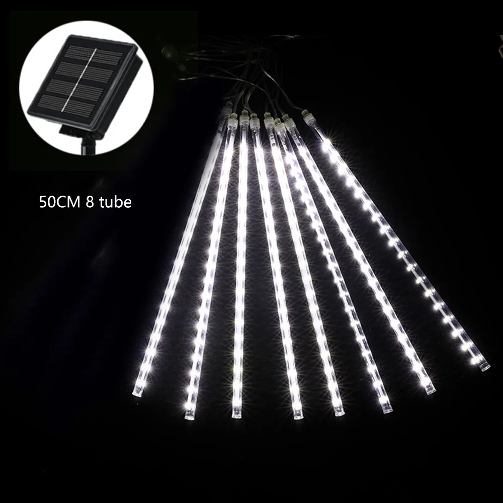 

50cm Solar Led Light Outdoor Meteor Shower Rain Lights 8 Tubes Meteor Shower Rain Fairy String Lights Garden Christmas Decor