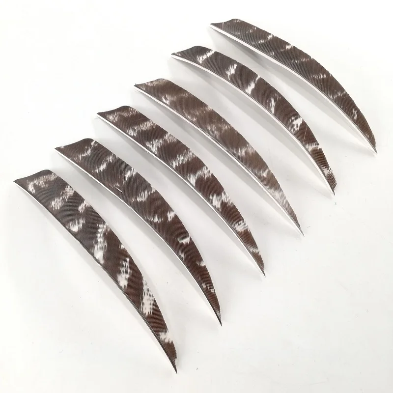 50pcs 4/5inch Arrow Feather Right Wing Turkey Real Patterned Feather Hunting Arrow Feathers DIY Carbon Arrow vanes