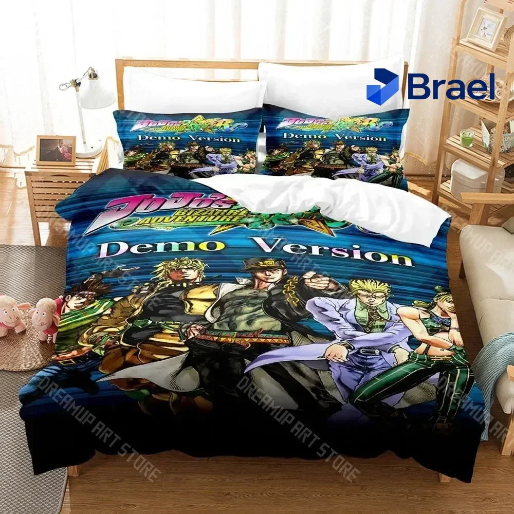 Exquisite 3D Print Jojo Bizarre Bedding Set Cartoon Anime Three-piece Set Adult Kid Bedroom Duvetcover Sets