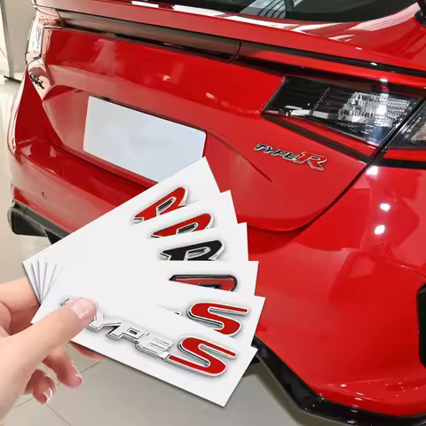 3D Metal Types Type S R Logo Letters Car Trunk Badge Decal For Honda S Fit City Civic Accord CRV HRV Emblem Sticker Accessories