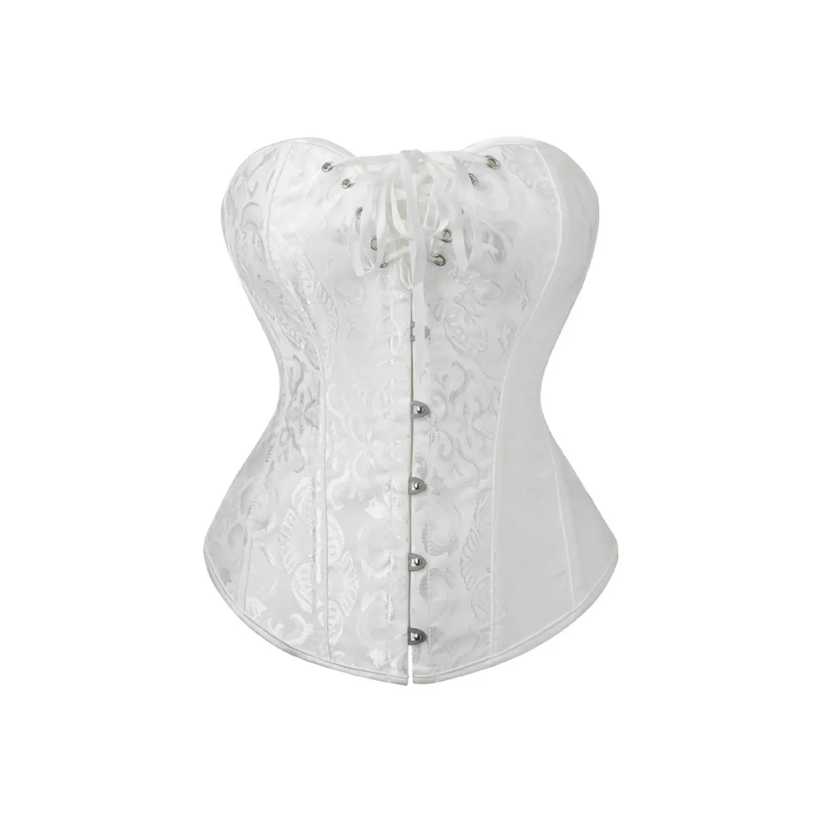 

Victorian Corset Plus Size Women Sexy Overbust Bustiers Top Vintage Flower Print Lingerie Corselet Lace Korsett White
