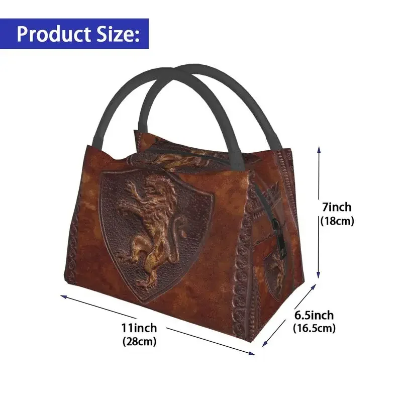 Custom Hand Tooled Leather Medieval Book Cover Print Lunch Bags Men Women Cooler Thermal Insulated Lunch Boxes for Office Travel