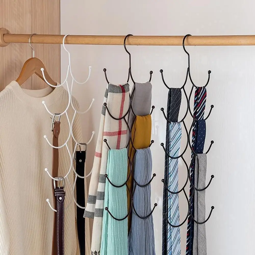 

2Pcs Metal Multi-layer Scarf Hanger Large Capacity Household Scarf Tie Rack Space Saving Belt Rack Closet Organization
