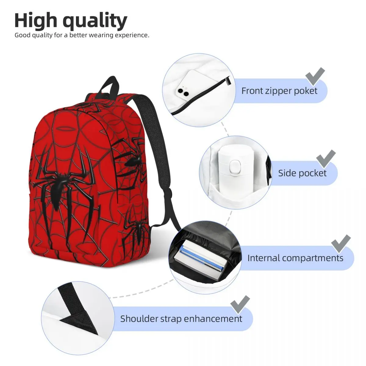 3d Spider Spiderman Spiderverse Superhero Backpack for Men Women Fashion Student Business Daypack College Canvas Bags Durable