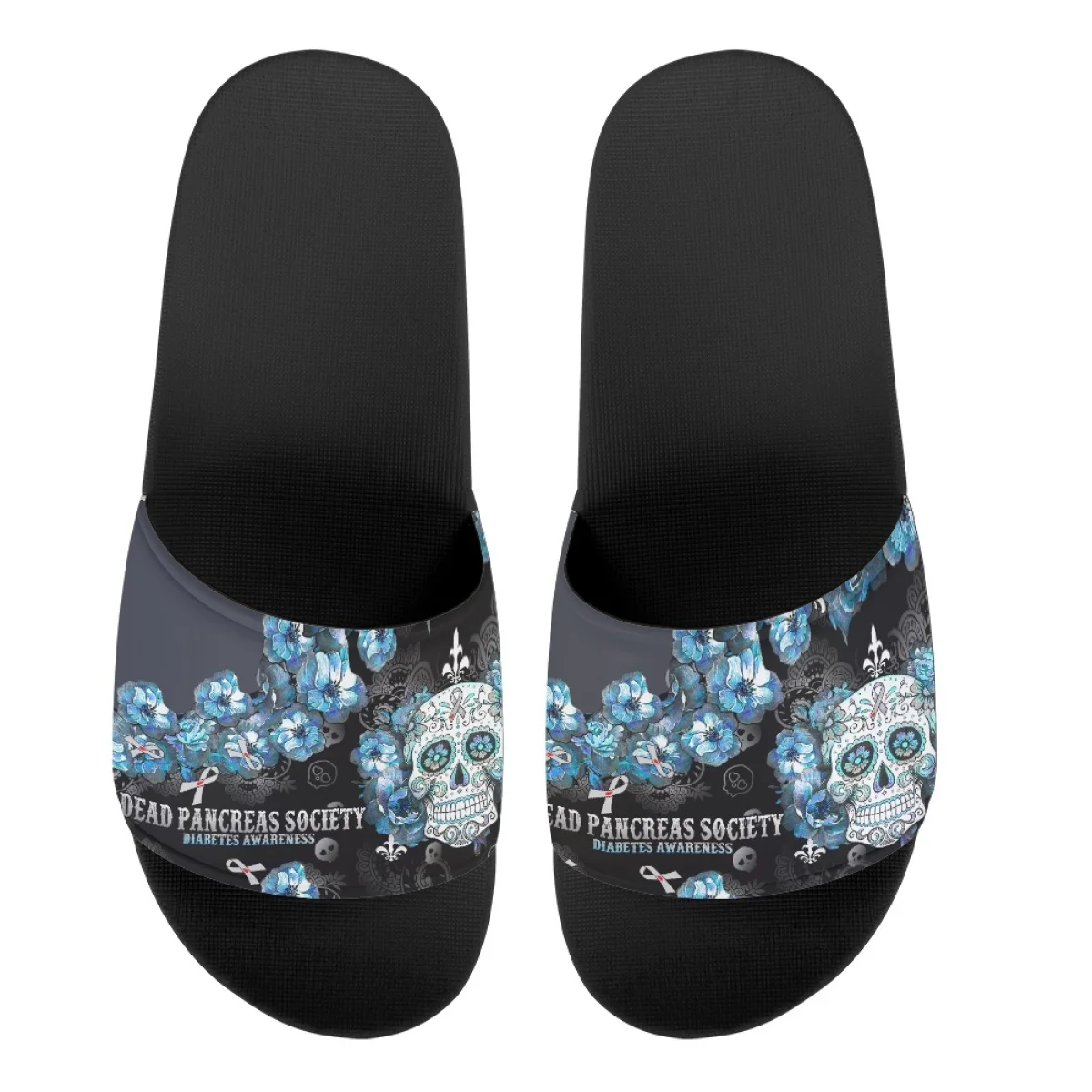 INSTANTARTS Women Light Platform Slippers Skull Awareness Summer Beach Slide Sandals Leisure Unisex Bathroom Anti-slip Slipper