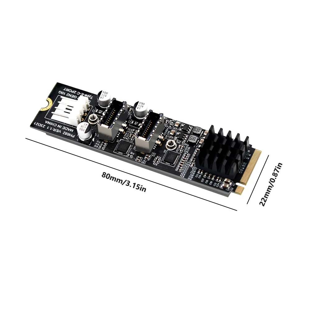 NVME NGFF M-Key To Dual Type-E USB 3.1 Front Expansion Adapter 10Gbps Front Expansion Cards Adapter Express Card Adapter