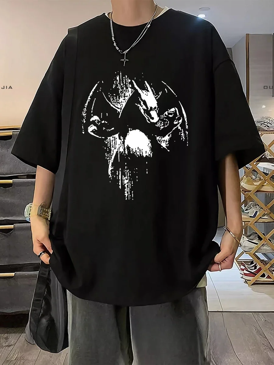 T-shirt à manches courtes en coton épais pour hommes, ample, grande taille, Style Ins Hong Kong, haut polyvalent à col ras du cou, printemps et été