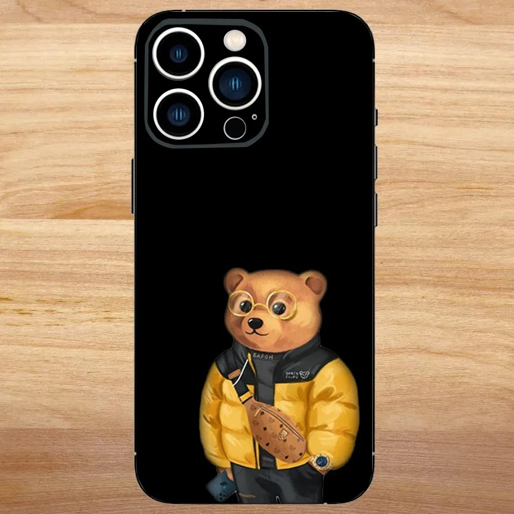 حافظة هاتف Baron F-Filou B-Bear لهاتف iPhone 16,15,14,13,12,11,Mini,Pro,SE,MAX غطاء أبيض غير لامع مقاوم للصدمات