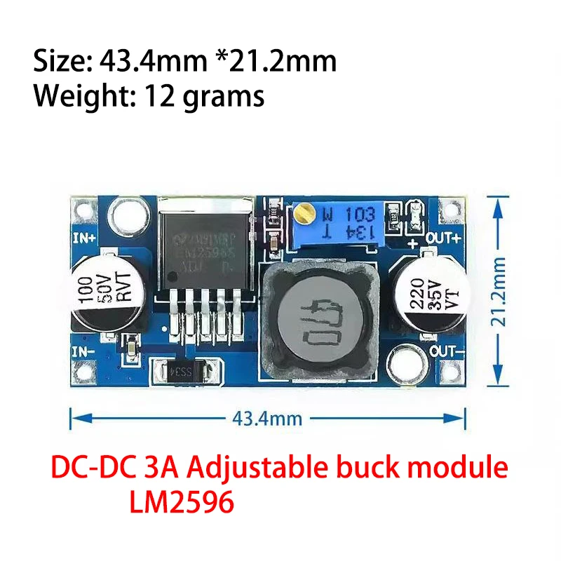 LM2596 DC-DC Step-down Power Supply Module 3A Adjustable Step-down Module LM2596S Voltage Regulator 24V 12V 5V 3V