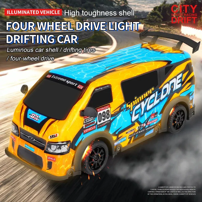 

TEMIKIDS RC 1:24 High-Speed Drifting Small Truck Cool Lights 4WD Off-Road Competitive Model Electric Remote Control Car Toy