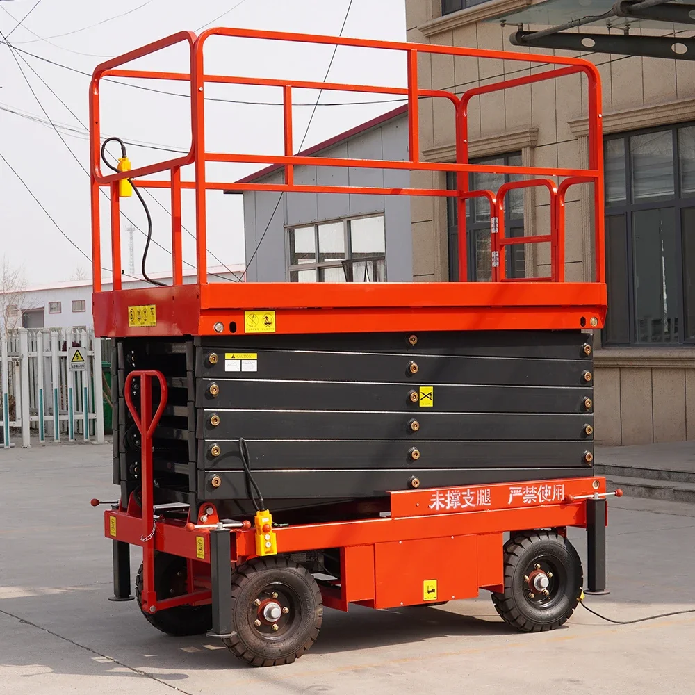 Luftarbeitsbühne, 320 kg, 350 kg, selbstfahrender hydraulischer Scherenhebebühnen-Plattformtisch, 8 m, 12 m, 10 m, elektrischer Scherenhubwagen