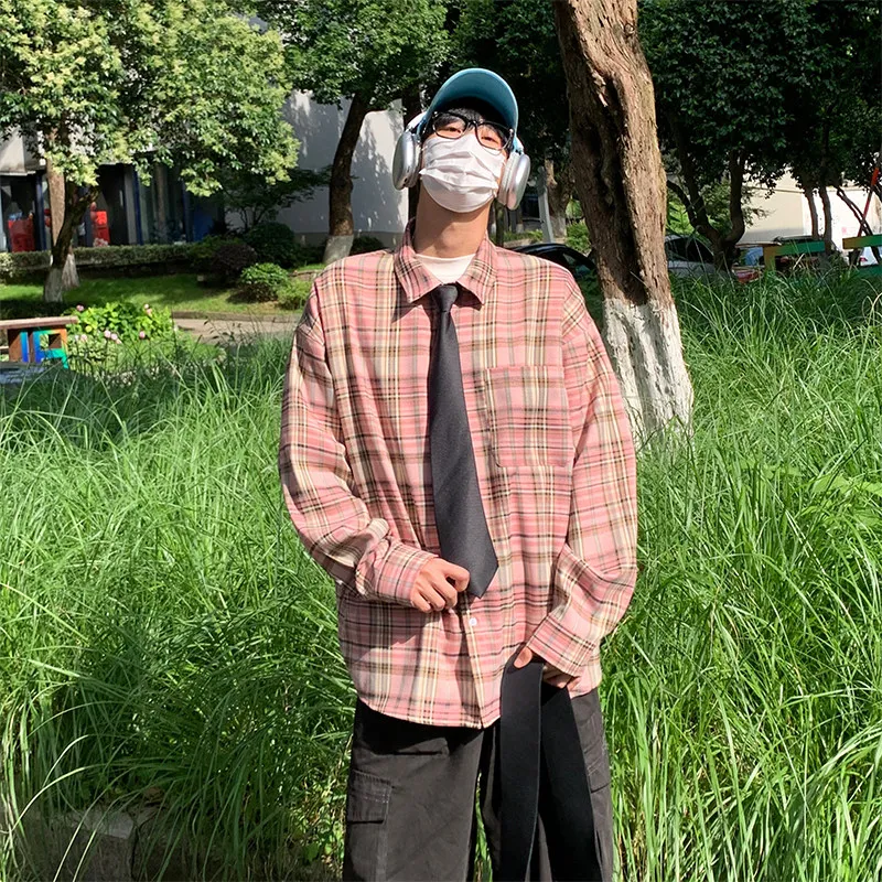 

Винтажная американская клетчатая мужская одежда Long Sve irt, свободная модная верхняя одежда, водонепроницаемое полиэфирное волокно, осенний сезон, модная