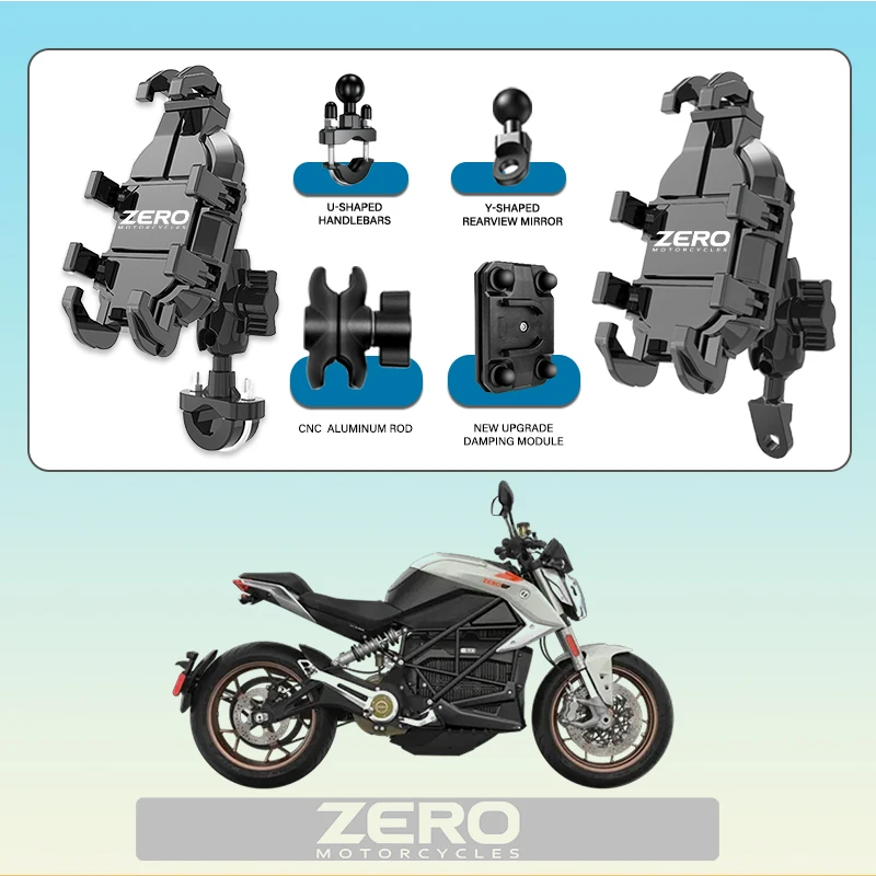

For ZERO JDM DS DSR FX FXE FXS SR/F SR SR/S 2025 Upgrade Phone Mount Stand Motorcycle Holder 360° Rotatable ABS Adjustable