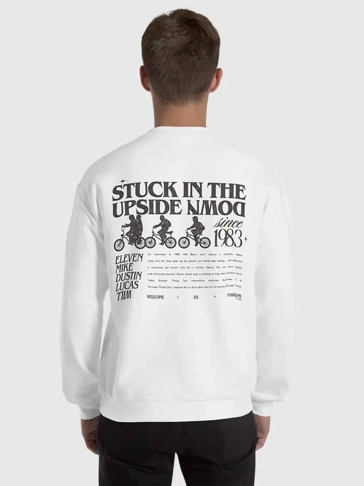 

Stranger Things Stuck in The Upside Down Sweatshirt Men Women Vintage 1983 Print Pullover Oversized Streetwear Fans Gift