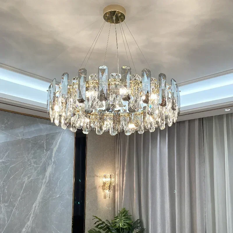

Luxury Crystal Chandelier Glass LED Pendant Light Home Decor Living Dining Room Hanging Lamps