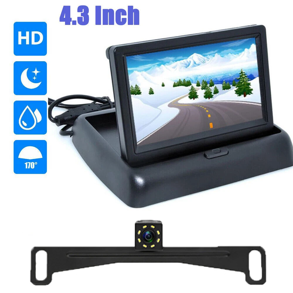 

Car Rear View Monitor 8LED Camera Kit TFT LCD Car Monitor, 4.3 Inch Screen Night Vision Reverse Backup Parking Assistance