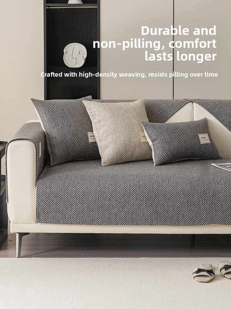Modern Simple Style Sofa Cushion Slipcover Dustproof Non-Slip All-Season Universal Fabric Sofa Pad Cover Nordic Style
