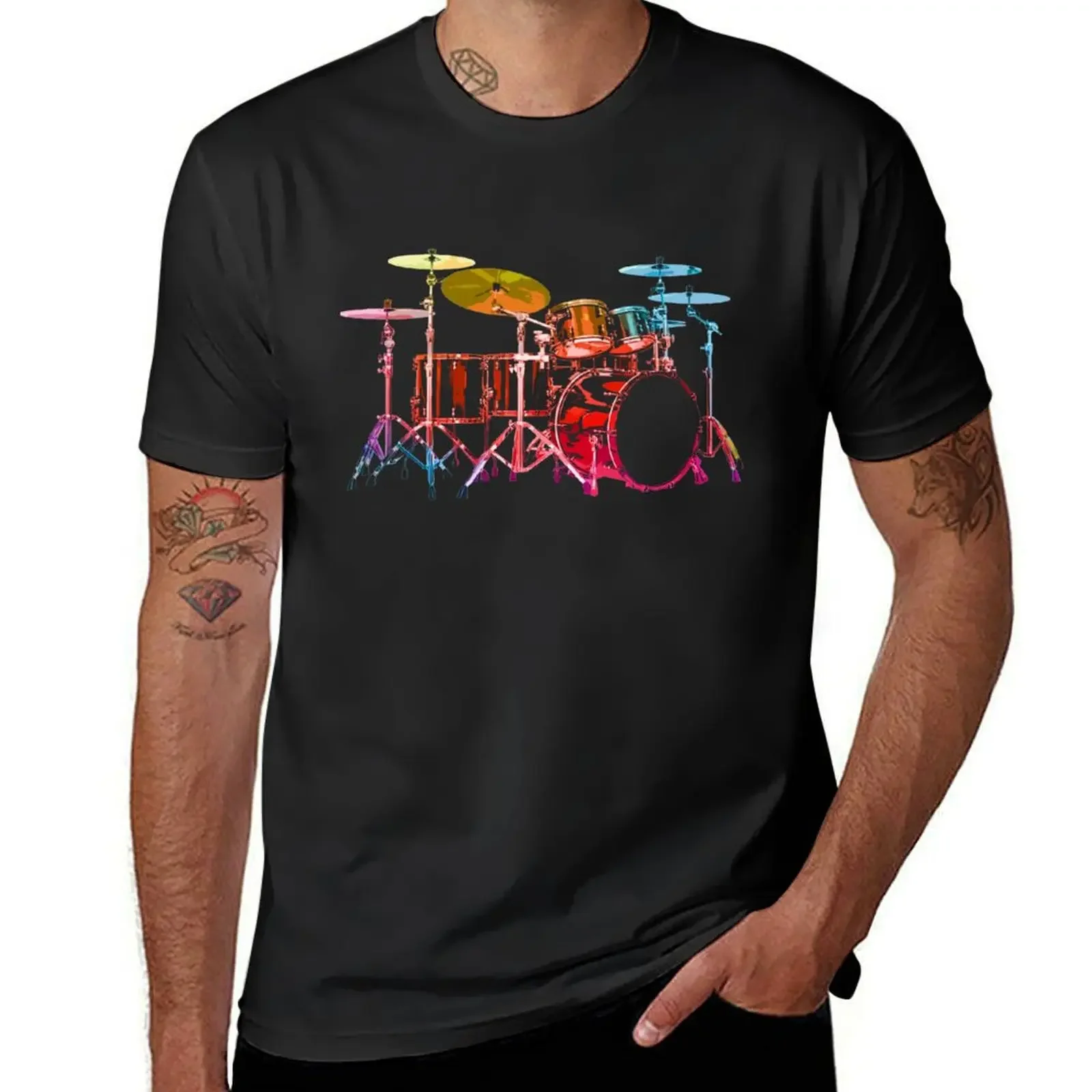 Drum Set (bold digital colors) T-Shirt hippie clothes cute clothes anime clothes compression shirt men