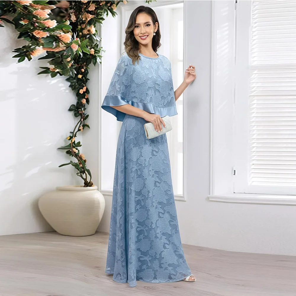 

Изысканные длинные платья для матери невесты с цветочным принтом по индивидуальному заказу для женщин с шалью и кружевной аппликацией, вечернее платье для выпускного вечера 2025