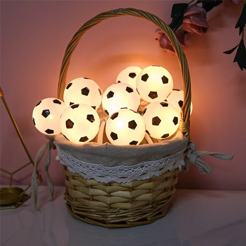 Soccer Balls String Lights 10 LED Football Garland Lights Bedroom Home Wedding Party Christmas Decorative Lights White image 4
