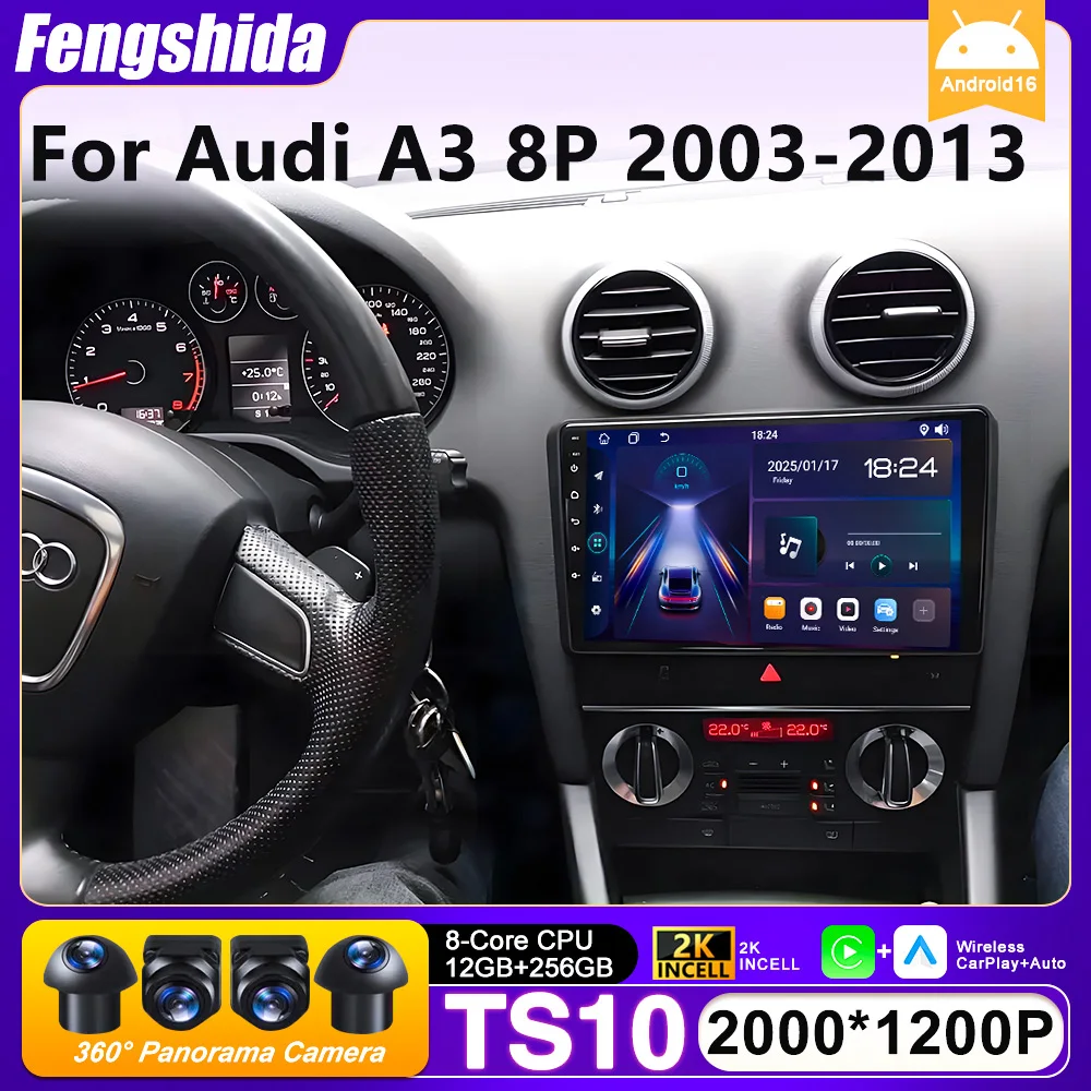 Car Radio Carplay For Audi A3 8P 2003-2013 Navigation GPS Android Auto Bluetooth Stereo Autoradio WiFi 4G Bluetooth Unit No 2din