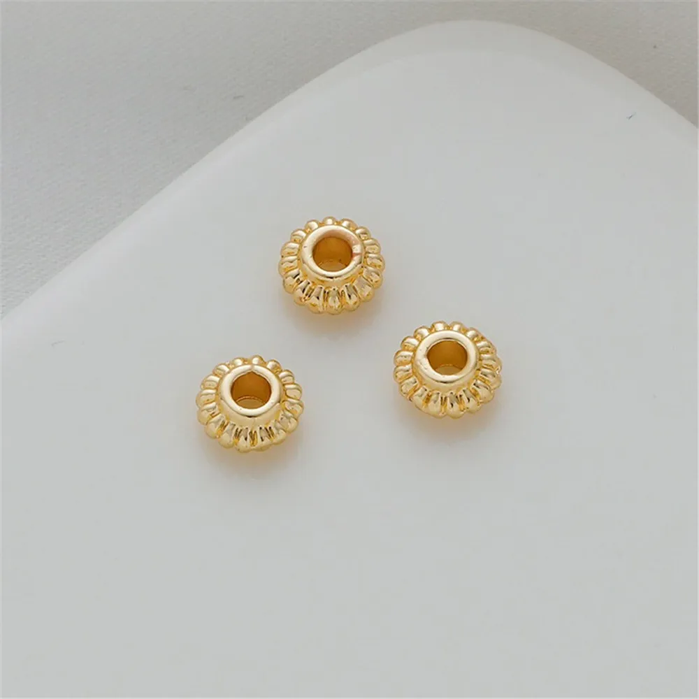 

14K Gold Color Retention Gear UFO Beads, DIY Spacer, Handmade Jewelry, Bracelet, Necklace, Flat Beads Accessories, 6mm