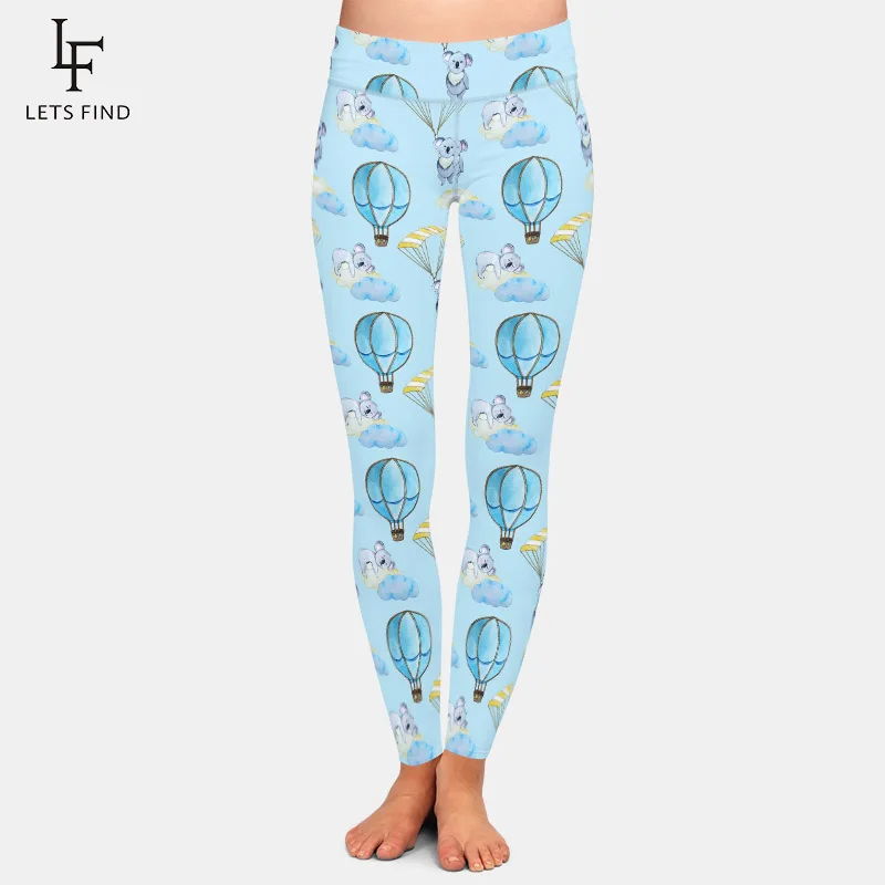 Letsfind moda 3d bonito dos desenhos animados coala imprimir mulheres leggings de fitness cintura alta magro elástico feminino leggings completos