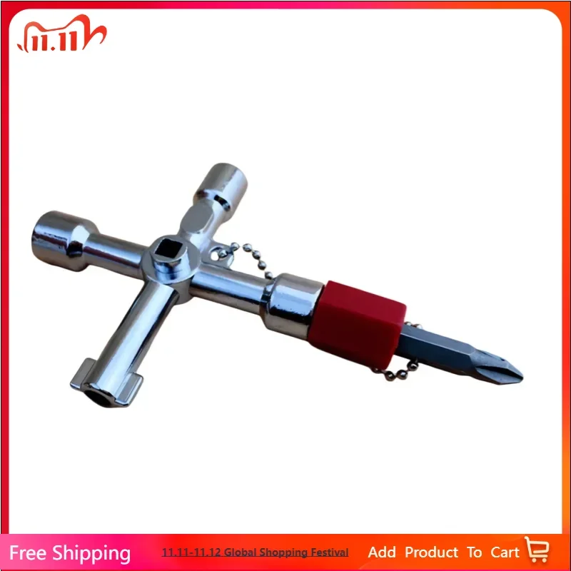 

Multipurpose Tri-Wing Cross Key Wrench Tool with Durable Anti-Slip Handle Portable for Electric Cabinet Car Elevator Water Meter