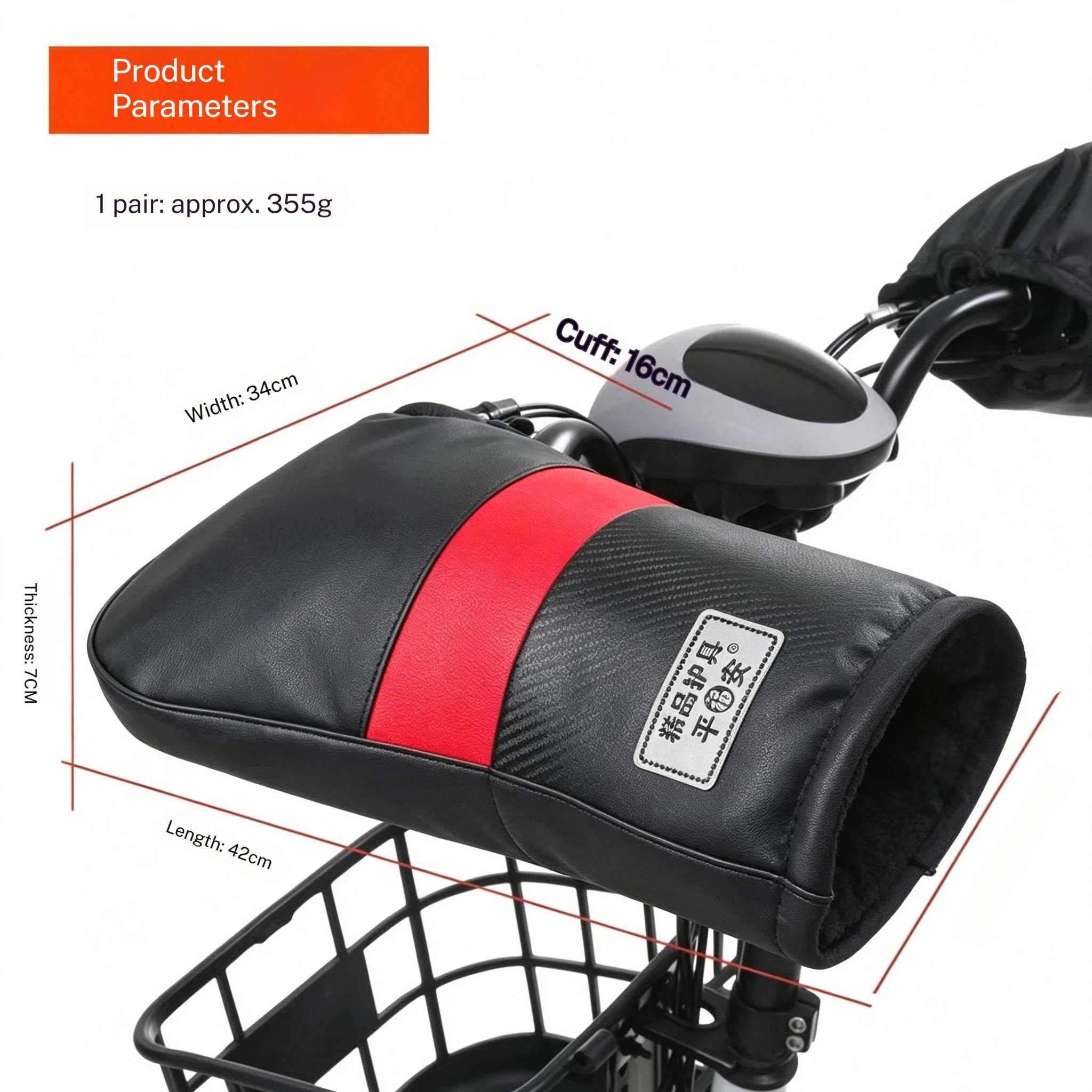 Waterproof Winter Motorcycle Handlebar Muffs 1Pair Thick Fleece Windproof Hand Warmer Gloves Warmer Mitts for Scooter Motorbike