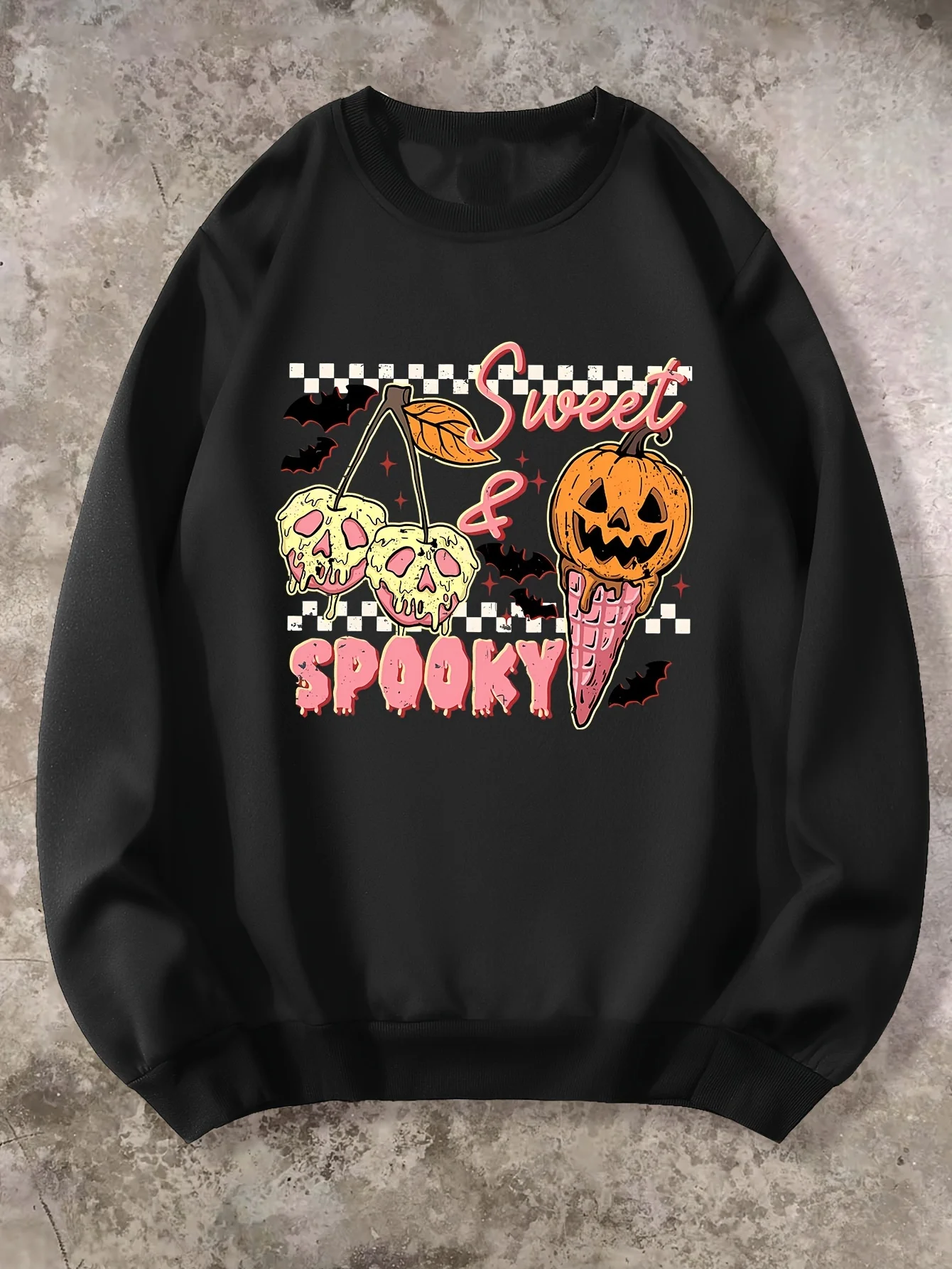 

Halloween Ice Cream Pattern Print Autumn and Winter Men's and Women's Long Sleeved Sportswear Sweatshirt Casual Loose Outdoor