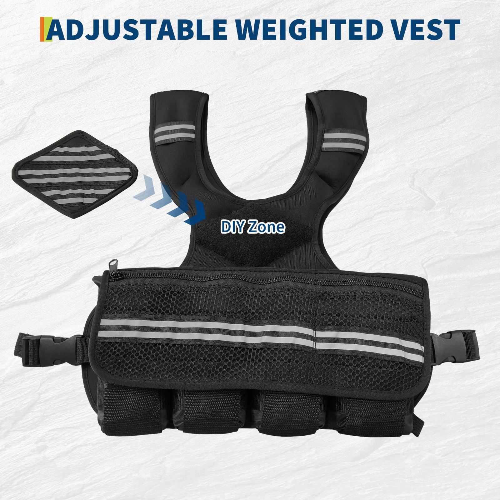 Adjustable Weight Vest for Men & Women – Neoprene Workout Vest for Running, Walking, Gym Training – Reflective Strips & Pockets for Phone/Keys