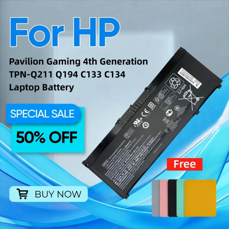 

For HP Pavilion Gaming 4th Generation TPN-Q211 Q194 C133 C134 Laptop Battery SR03XL Give Away A Mouse Pad