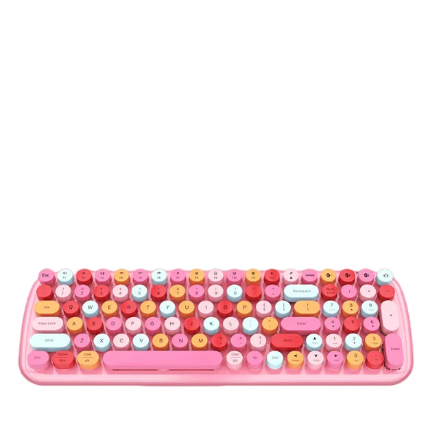 

2025 New Model Mofii Skyscraper Wireless 2.4G Keyboard and Mouse Set Round Key Hat Girl Powder Wireless Keyboard