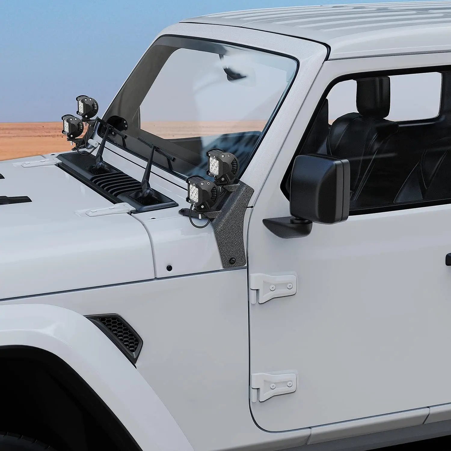 2Pcs Windshield Hinge Mounting Brackets Dual A-Pillar for Offroad LED Fog Light Pods for 2018 2019 2020 2021 2022 2023 Wrangler