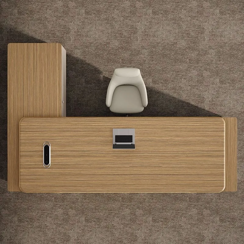 custom.Light Luxury High-End Desk and Office Chair Set Large Executive Desk with Simple Modern Design Panel Wood Style