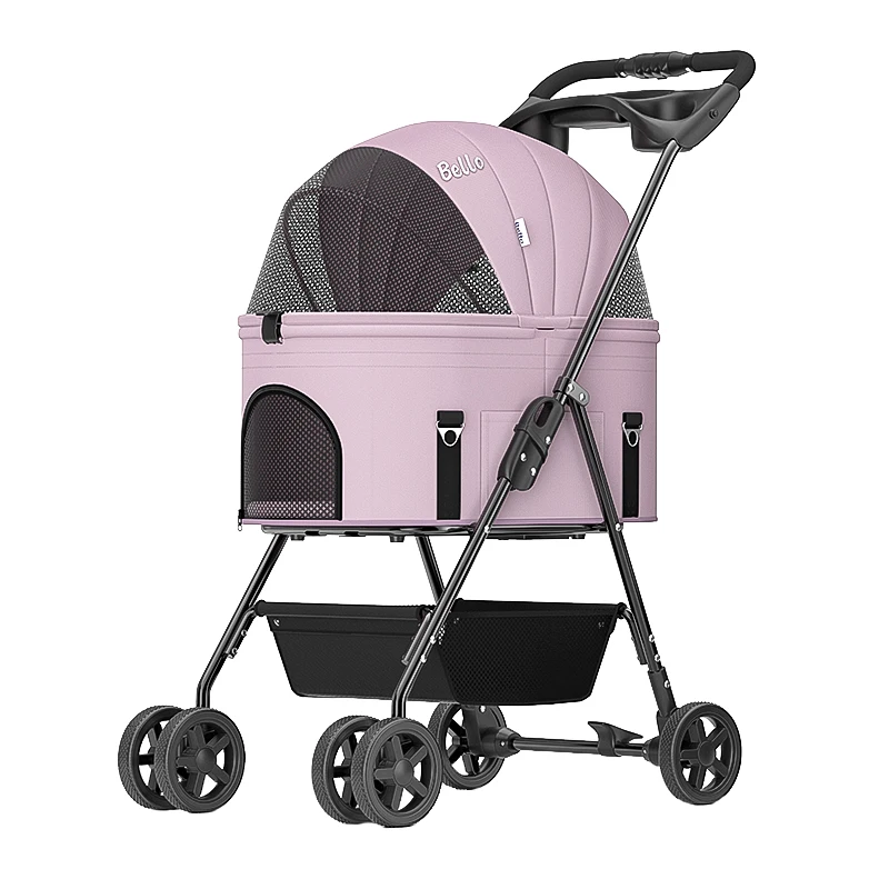 

STLF(Ready to Ship) Manufacture Large Pet Cat and Dog Stroller Detachable One-Hand Easy Fold Trolley
