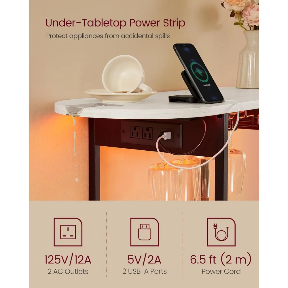 Lemari Bar Rumah dengan Lampu, Stopkontak Listrik, Penyimpanan Minuman Modular, dan Rak Anggur Terintegrasi dengan Tempat Gelas