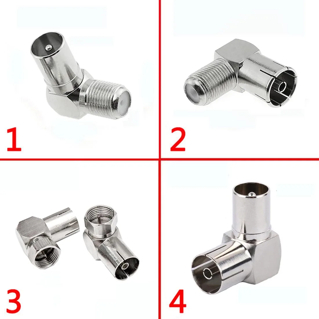 

F Head to TV Male Female Connector 90-degree Right Angle TV Cable Coaxial Adapter Plug 2pcs