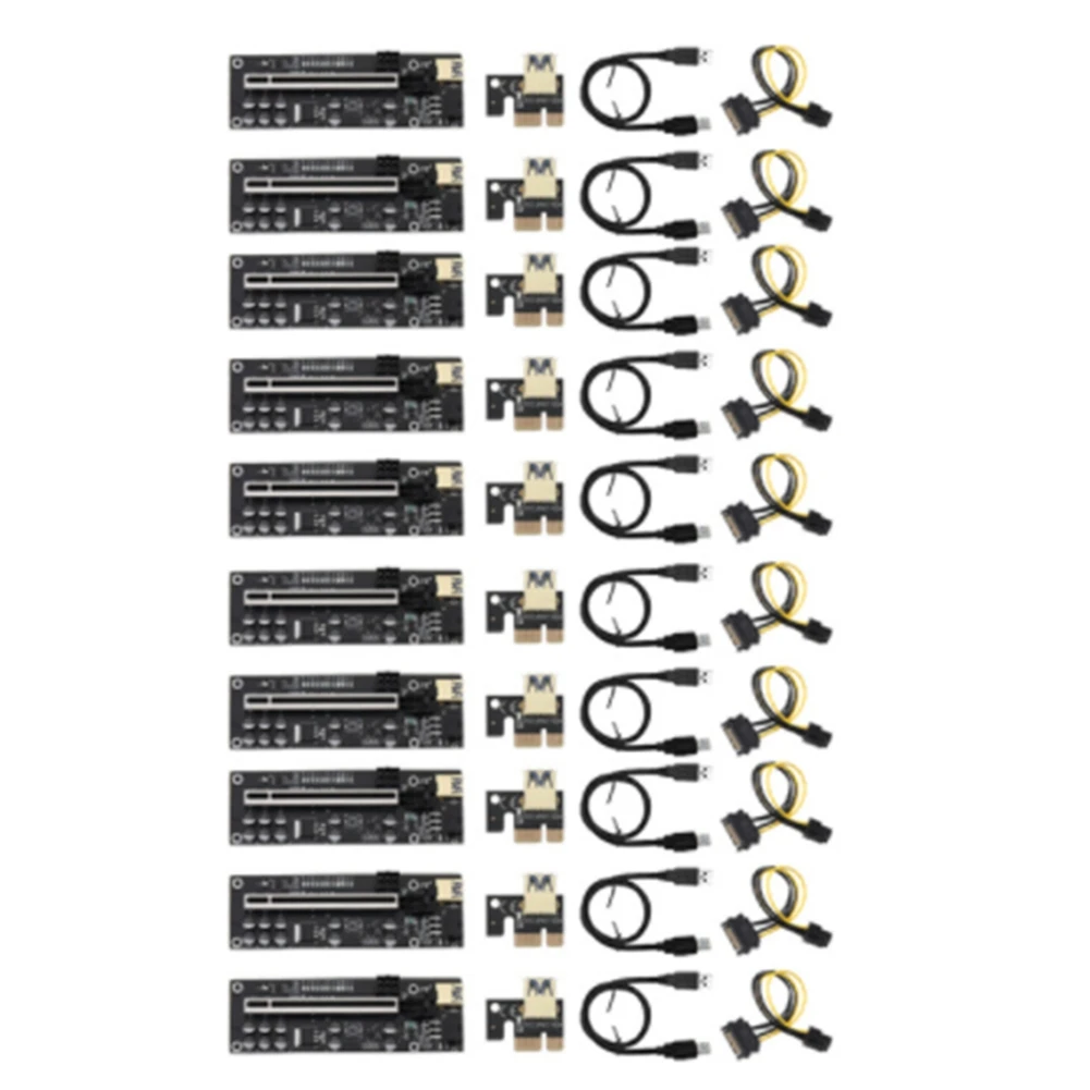 

10Pcs PCIE Riser 011 V011 Pro PCI-E PCI E Express Card GPU 1X to X16 6Pin Adapter Cable Riser for Graphics Card