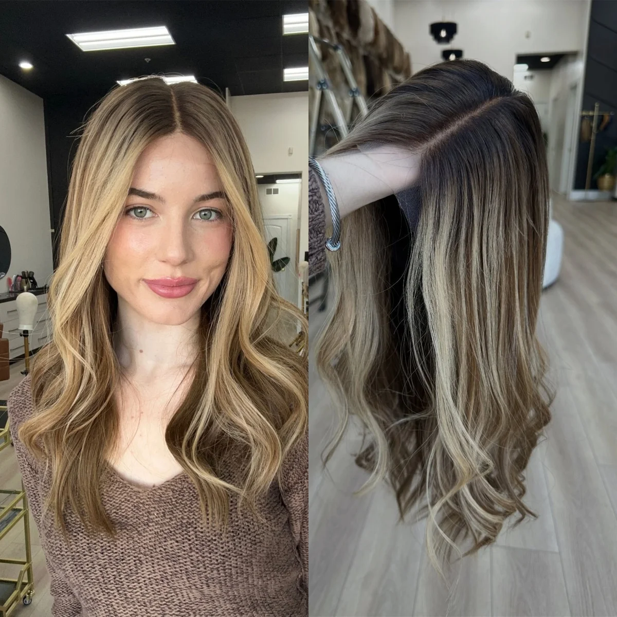 

Синтетический парик с мягкими волнистыми волосами, пепельно-коричневый с блондинистыми прядями, с кружевной передней частью, для вечеринок, повседневной носки и косплея, из термостойкого волокна.