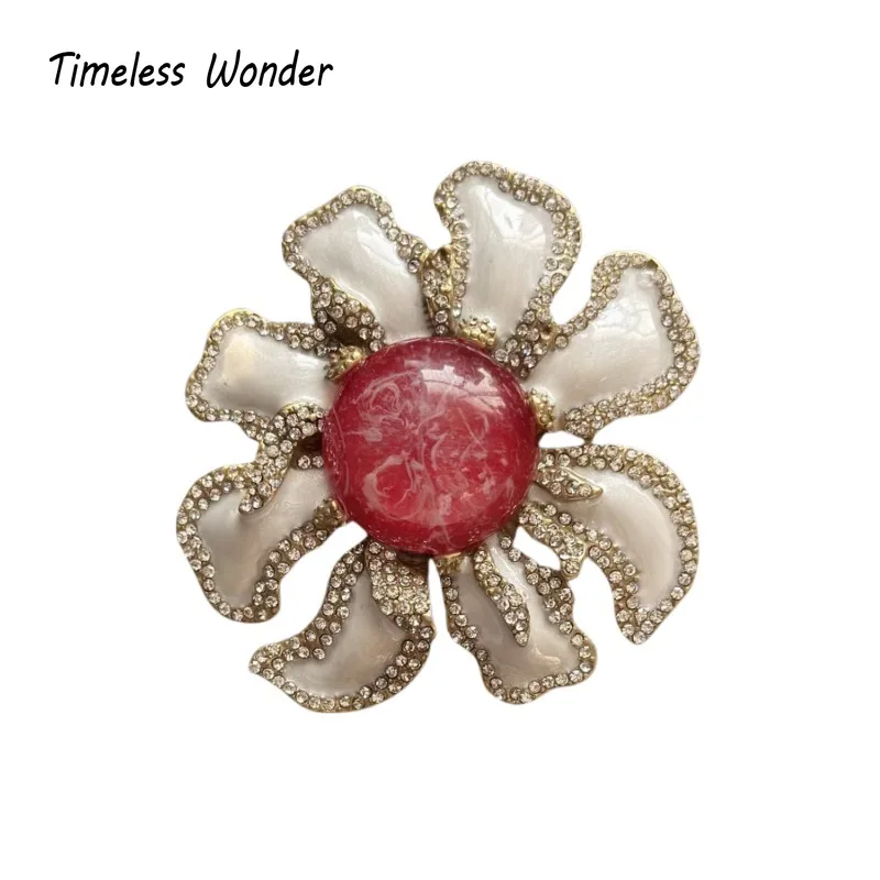 Timeless Wonder Fancy Zircon Enamel Floral Brooch Pins for Women Designer Jewelry Runway Top Luxury Cute Rare Sweet Mix 7511