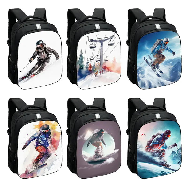 

Cool Sport Ski Backpack for Teenager Flying Skier School Bag Skiing Sport Daypack Ski Lift Laptop Backpack Rucksack Bookbag