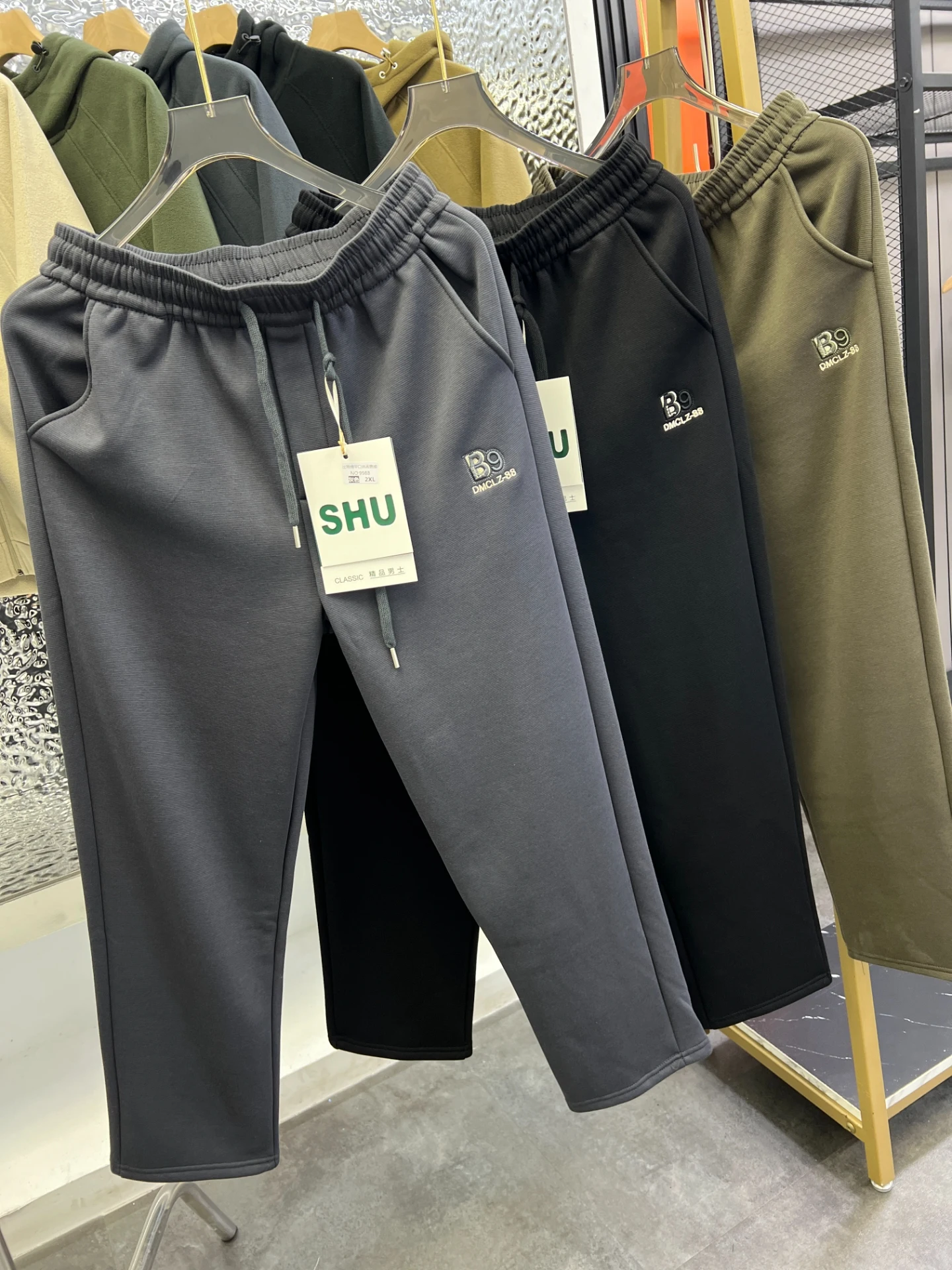 

Thiened Cotton Blend Fce Lined Winter Sports Men's Casual Elastic Waist Pants Warm Comfortable Slim Fit Faion