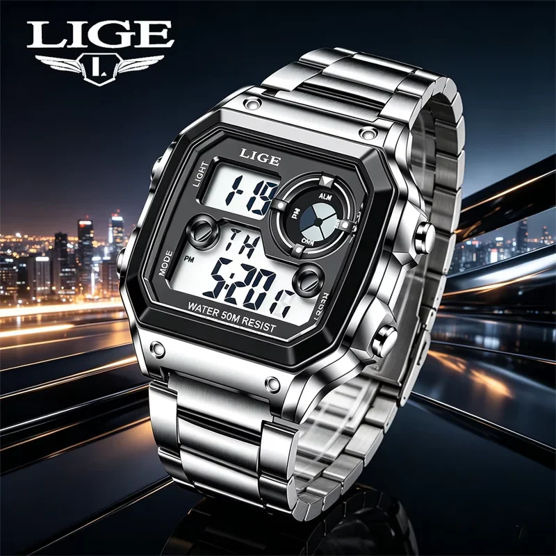 

LIGE Electronic LED Men's Watches Military Sports Week Man Watch Fashion Waterproof Digital Business Wristwatch Men Reloj Hombre
