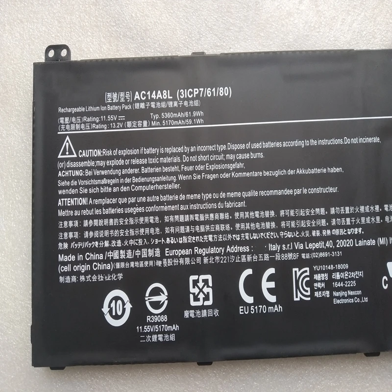 New AC14A8L KT.0030G.001 Laptop Battery For Acer V15 N16C7 Nitro Aspire VN7-571 VN7-571G VN7-591G VN7-791G MS2391 VX5-591G