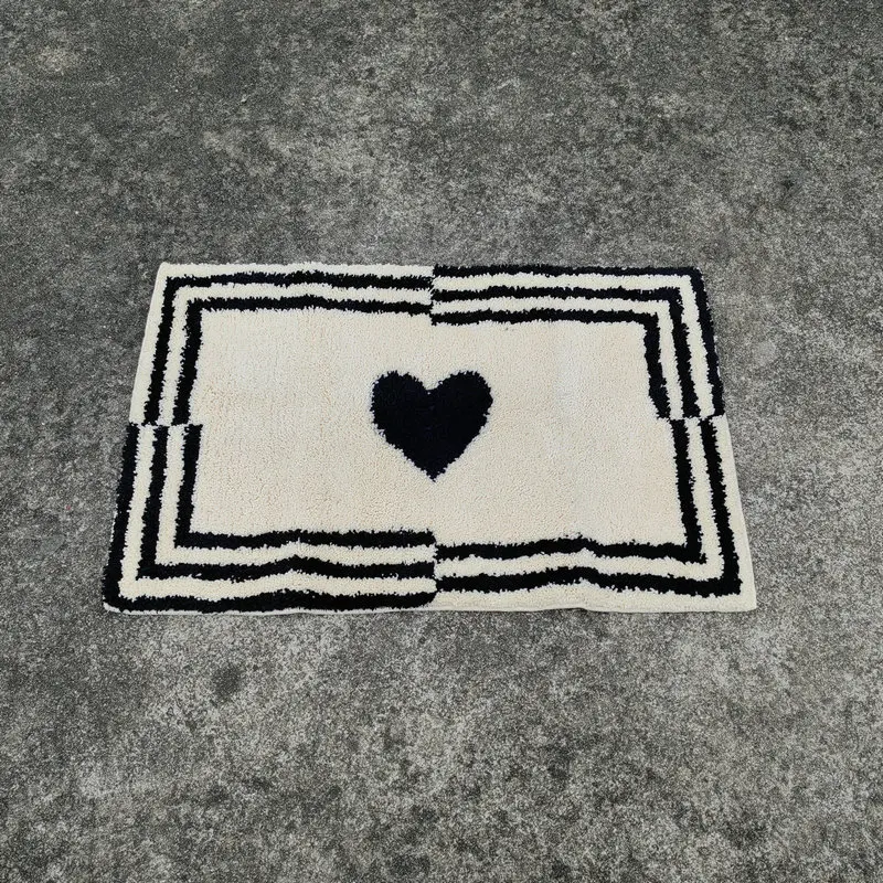 INS Love Heart Tufted Carpet Soft Fluffy Doormat Living Room Bedroom Decor Bedside Area Pad Anti-slip Bathroom Kitchen Floor Mat