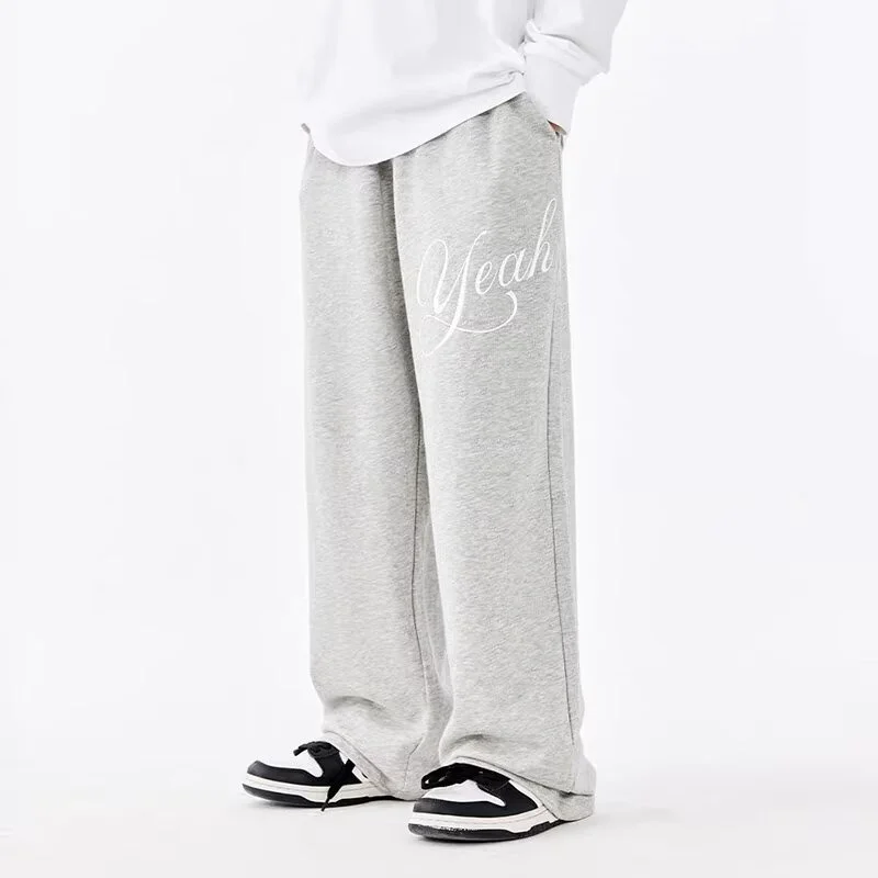 

Autumn Yeah Letter Printed Casual Sweatpants For Man Hip Hop Fashion Straight Baggy Trousers Y2K Vintage Streetwear Sport Pants