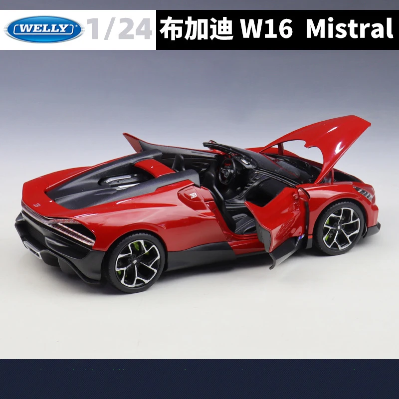 WELLY 1:24 Bugatti W16 Mistral Supercar Legering Auto Diecasts & Toy Vehicles Automodel Miniatuur Schaalmodel Auto Speelgoed voor kinderen